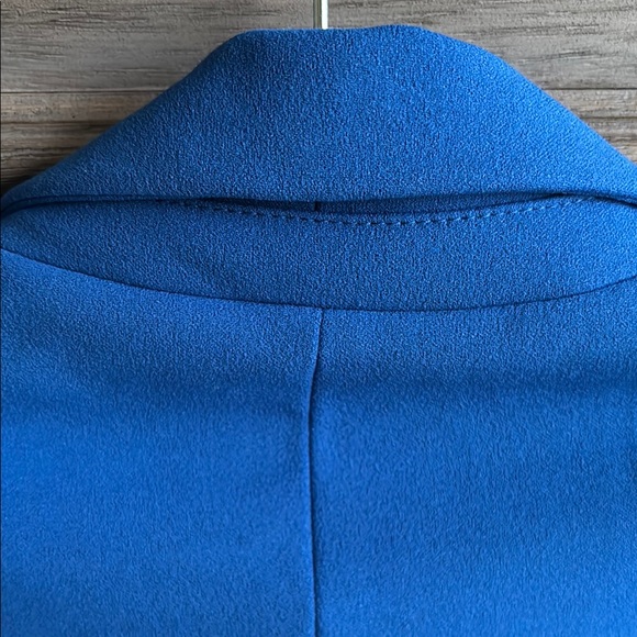 Cobalt Blue Blazer with Ruched Sleeves and Open Front - Picture 5 of 8